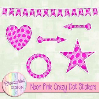 Free sticker design elements in a neon pink crazy dot style