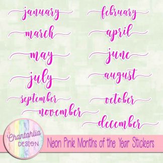 Free neon pink months of the year stickers