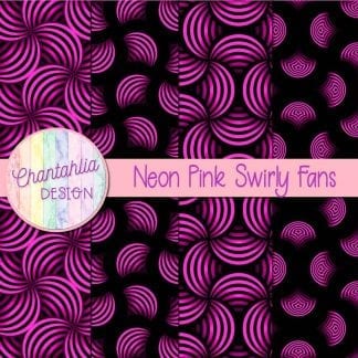 Free neon pink swirly fans digital papers
