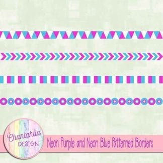 free neon purple and neon blue patterned borders