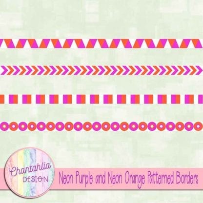 free neon purple and neon orange patterned borders