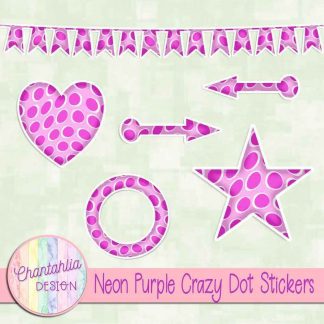 Free sticker design elements in a neon purple crazy dot style