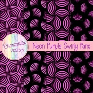 Free neon purple swirly fans digital papers
