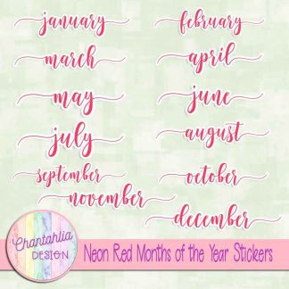 Free neon red months of the year stickers