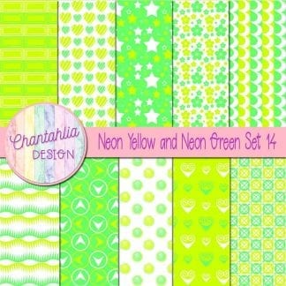 Free neon yellow and neon green patterned digital papers set 14