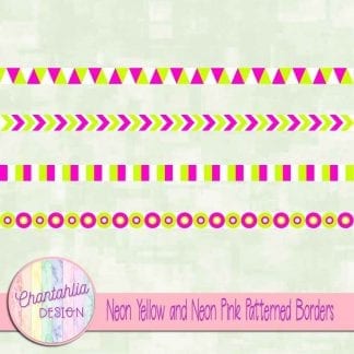 free neon yellow and neon pink patterned borders