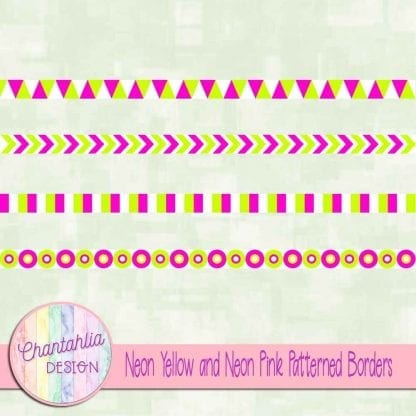 free neon yellow and neon pink patterned borders