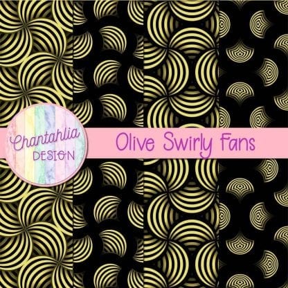 Free olive swirly fans digital papers