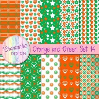 Free orange and green patterned digital papers set 14