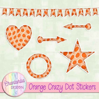 Free sticker design elements in an orange crazy dot style