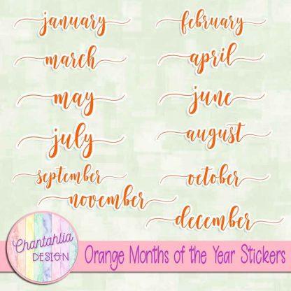 Free orange months of the year stickers