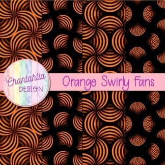 Free orange swirly fans digital papers