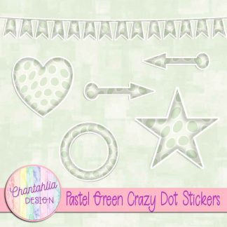 Free sticker design elements in a pastel green crazy dot style