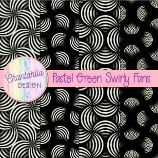 Free pastel green swirly fans digital papers