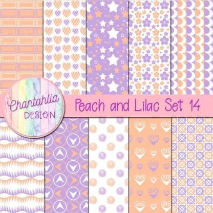 Free peach and lilac patterned digital papers set 14