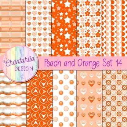Free peach and orange patterned digital papers set 14