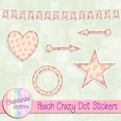 Free sticker design elements in a peach crazy dot style