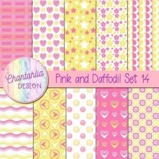 Free pink and daffodil patterned digital papers set 14