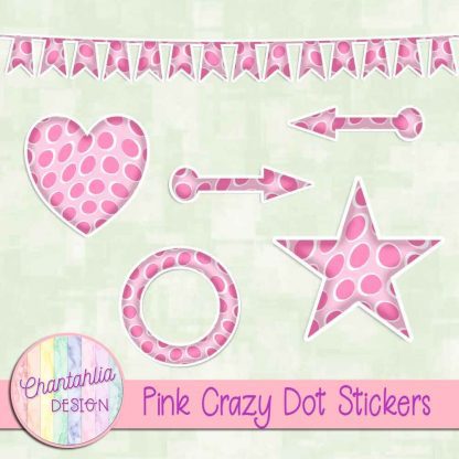 Free sticker design elements in a pink crazy dot style