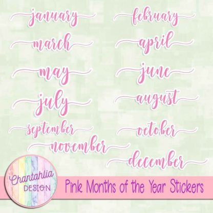 Free pink months of the year stickers