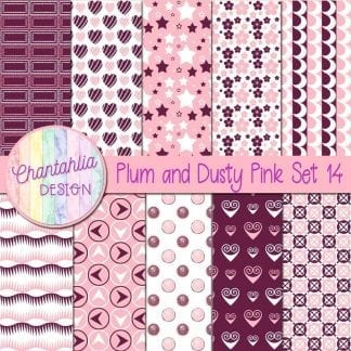 Free plum and dusty pink patterned digital papers set 14