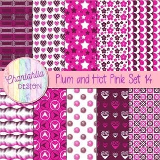 Free plum and hot pink patterned digital papers set 14