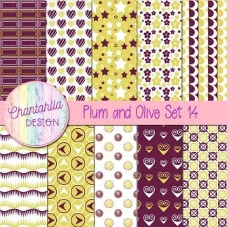 Free plum and olive patterned digital papers set 14