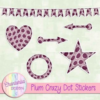 Free sticker design elements in a plum crazy dot style