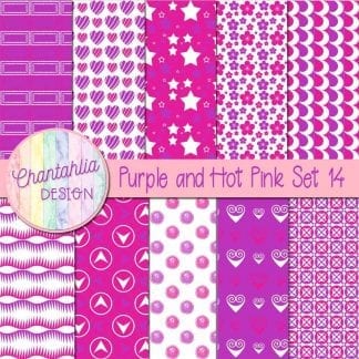 Free purple and hot pink patterned digital papers set 14