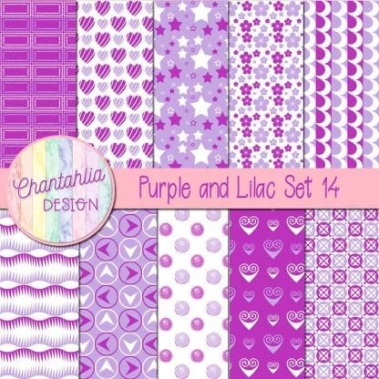 Free purple and lilac patterned digital papers set 14