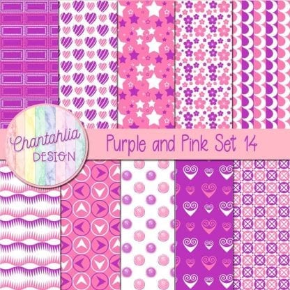 Free purple and pink patterned digital papers set 14