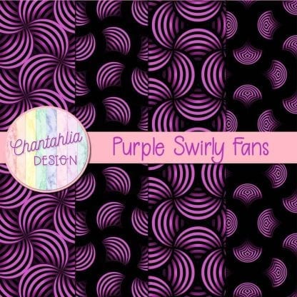 Free purple swirly fans digital papers