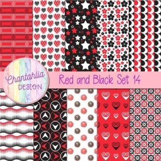 Free red and black patterned digital papers set 14