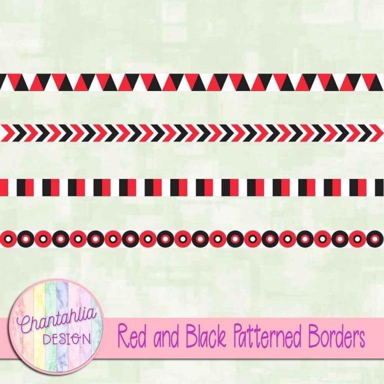 Free Red and Black Patterned Borders for Digital Scrapbooking