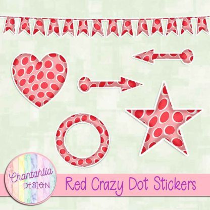 Free sticker design elements in a red crazy dot style