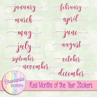 Free red months of the year stickers