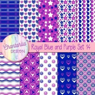 Free royal blue and purple patterned digital papers set 14