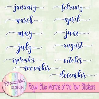 Free royal blue months of the year stickers