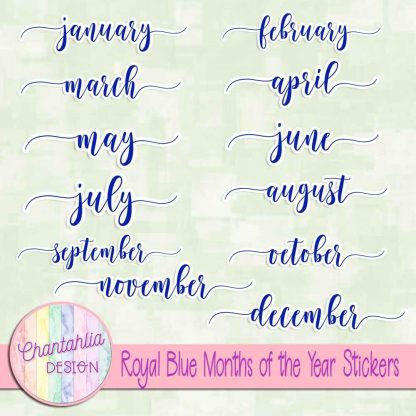 Free royal blue months of the year stickers