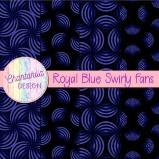 Free royal blue swirly fans digital papers