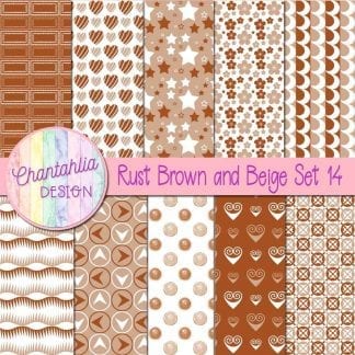 Free rust brown and beige patterned digital papers set 14