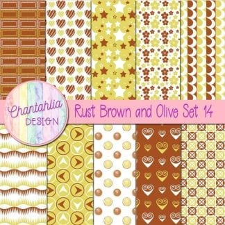 Free rust brown and olive patterned digital papers set 14