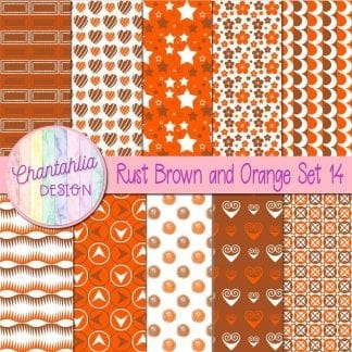 Free rust brown and orange patterned digital papers set 14