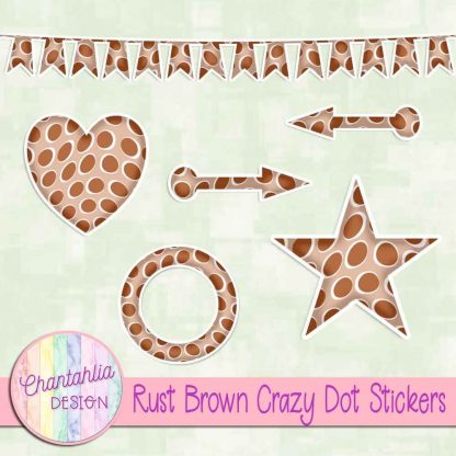 Free sticker design elements in a rust brown crazy dot style