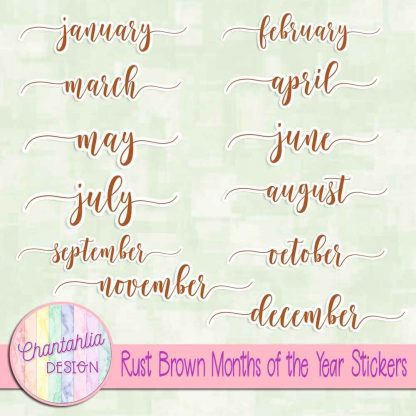 Free rust brown months of the year stickers