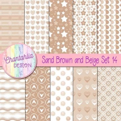 Free sand brown and beige patterned digital papers set 14