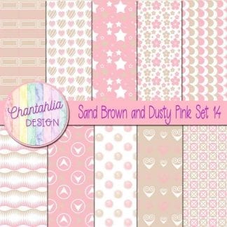 Free sand brown and dusty pink patterned digital papers set 14