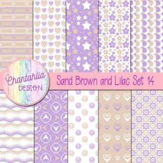 Free sand brown and lilac patterned digital papers set 14