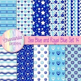 Free sea blue and royal blue patterned digital papers set 14