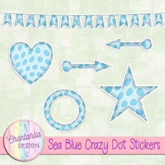 Free sticker design elements in a sea blue crazy dot style
